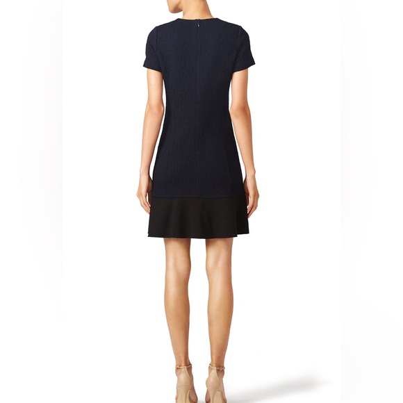 Tory Burch Quilted Jacquard Dress in Navy/Black Size M - Picture 2 of 8